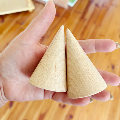Beech Wood Cones, Unfinished Wooden Shapes for DIY Crafts, Natural Craft Blanks for Painting, Decor, Woodworking, Choose Quantity