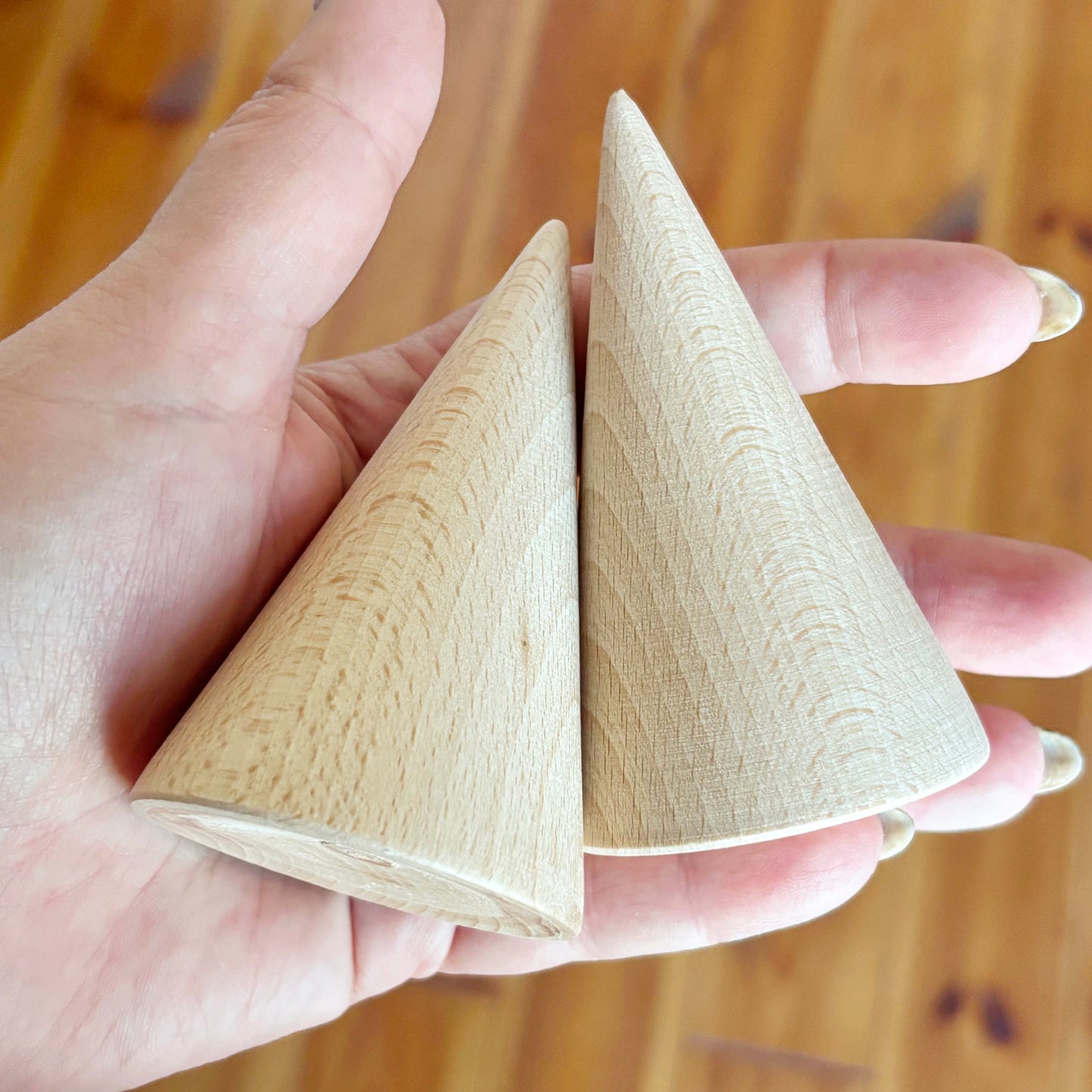 Beech Wood Cones, Unfinished Wooden Shapes for DIY Crafts, Natural Craft Blanks for Painting, Decor, Woodworking, Choose Quantity