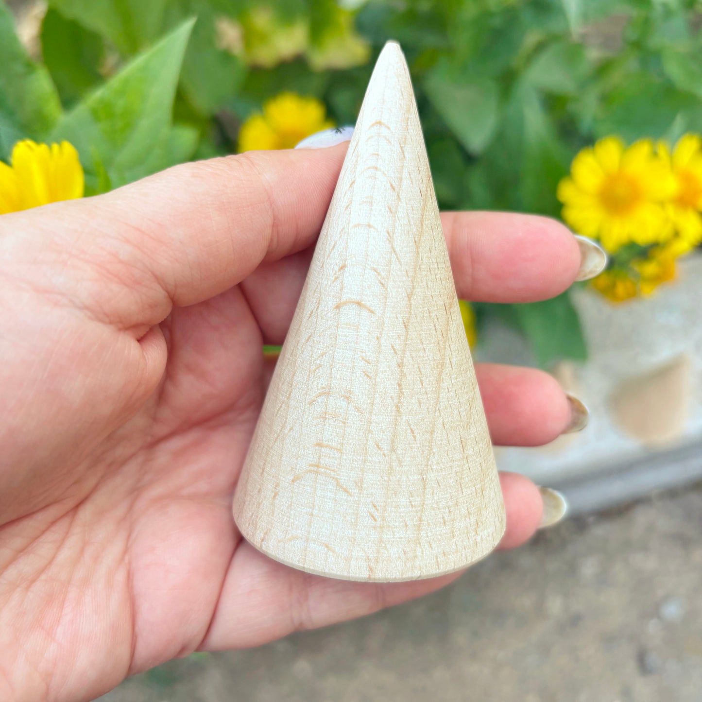 Beech Wood Cones, Unfinished Wooden Shapes for DIY Crafts, Natural Craft Blanks for Painting, Decor, Woodworking, Choose Quantity