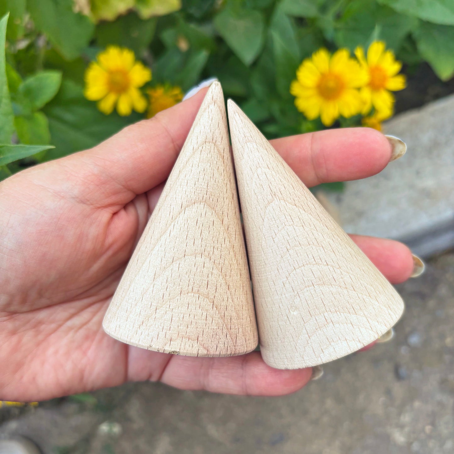 Beech Wood Cones, Unfinished Wooden Shapes for DIY Crafts, Natural Craft Blanks for Painting, Decor, Woodworking, Choose Quantity