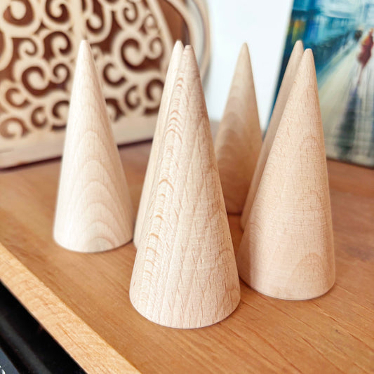 Large Wooden Cones 75x35 mm – Unfinished Beech Wood Craft Supplies, DIY Decor, Painting & Handmade Projects