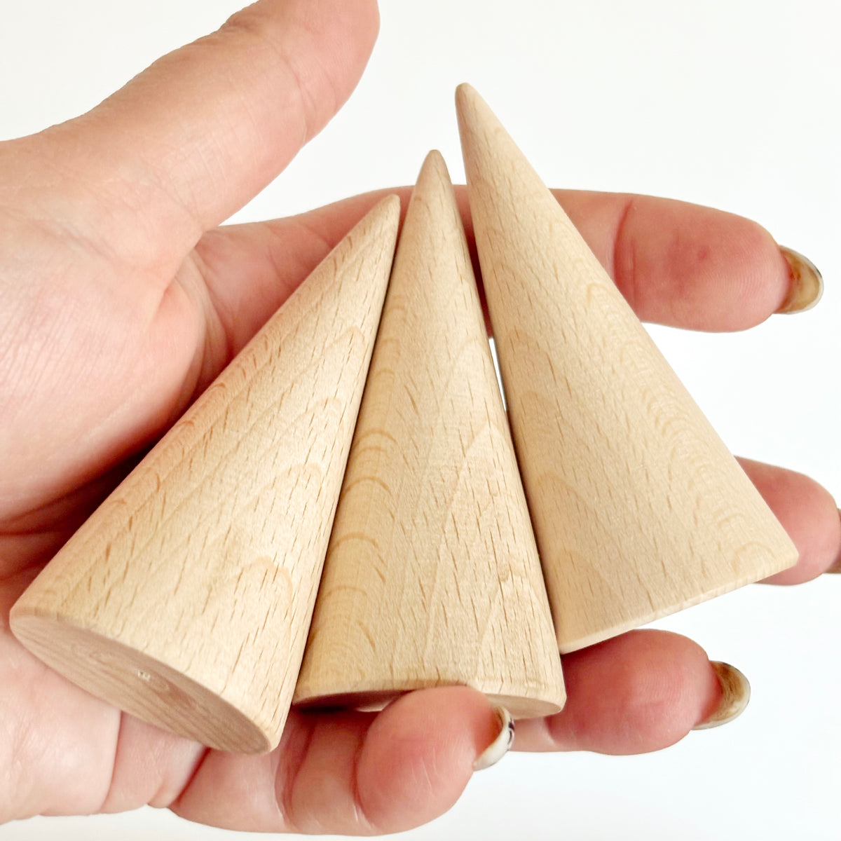 Large Wooden Cones 75x35 mm – Unfinished Beech Wood Craft Supplies, DIY Decor, Painting & Handmade Projects