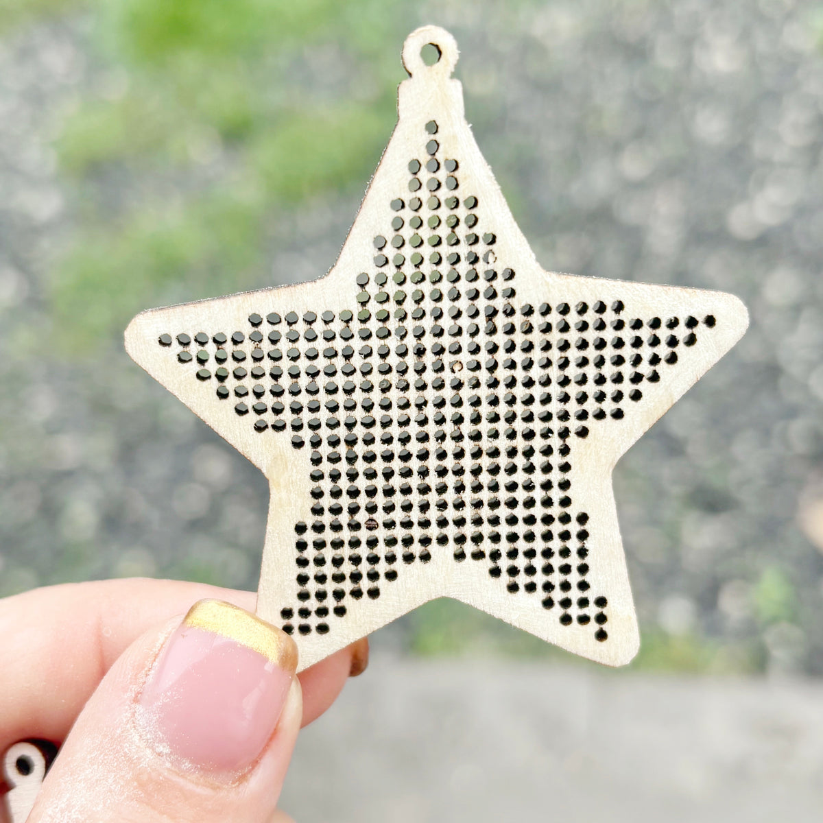 Christmas Star Cross Stitch Blank, Wooden Embroidery Ornament, 61.5mm Stitchable Pendant, DIY Tree Decoration, Unfinished Wood Craft