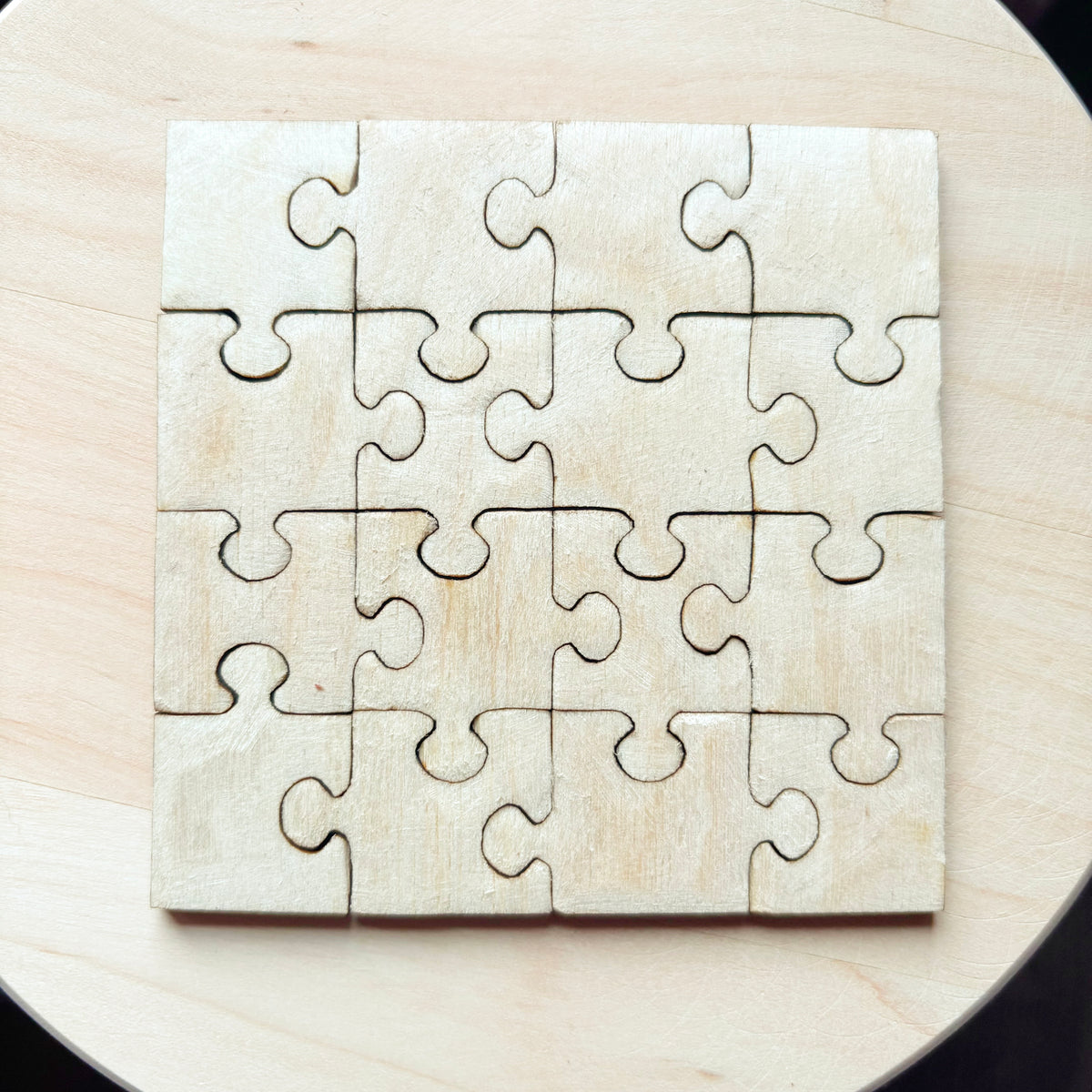 Unfinished Wooden 16 Piece Puzzle Blank – Square DIY Puzzle, 4mm Plywood Craft Blank