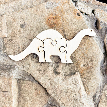 Unfinished Dinosaur Puzzle Blank – 4-Piece Wooden Dino Craft, 4mm Plywood, DIY Painting & Personalization