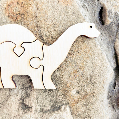 Unfinished Dinosaur Puzzle Blank – 4-Piece Wooden Dino Craft, 4mm Plywood, DIY Painting & Personalization