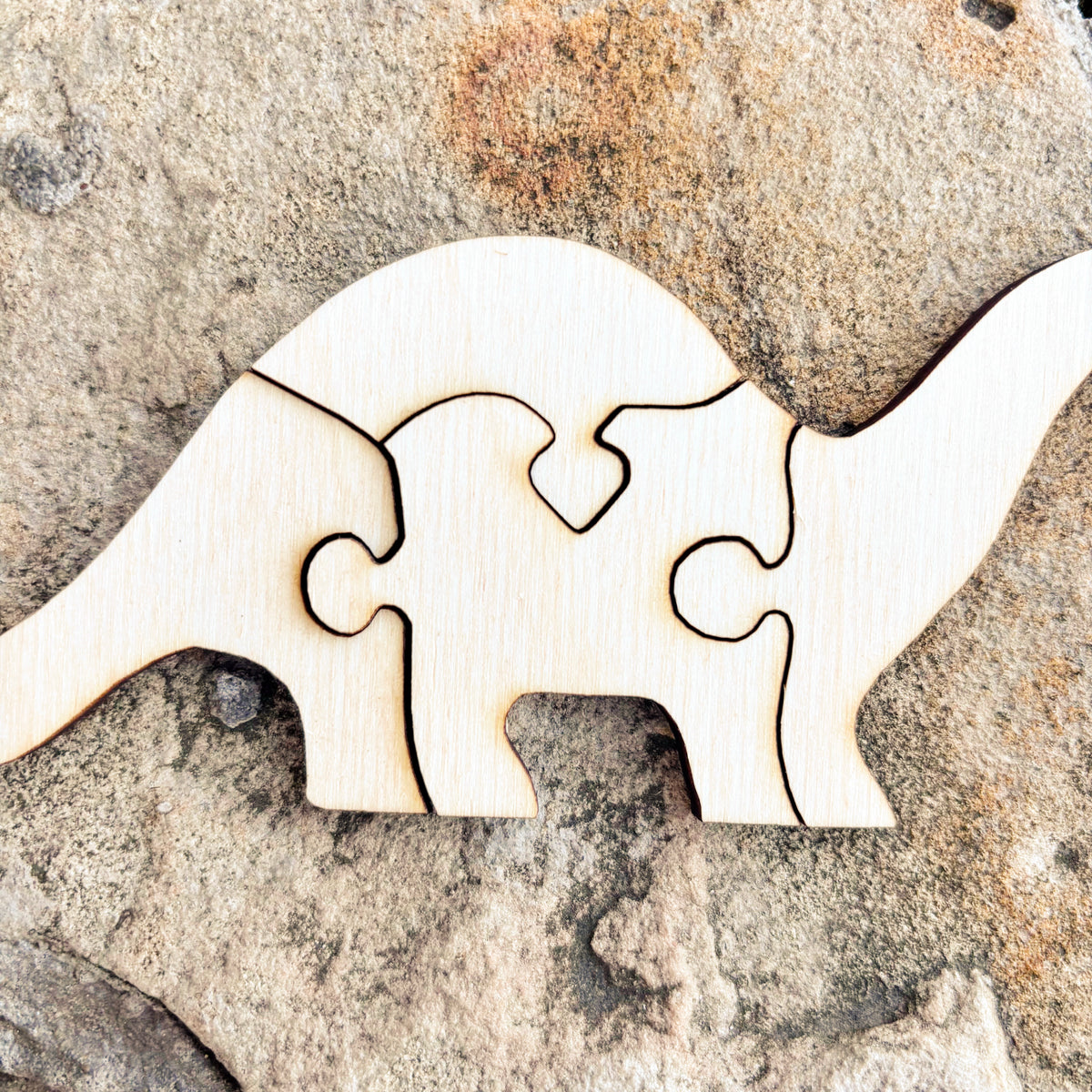 Unfinished Dinosaur Puzzle Blank – 4-Piece Wooden Dino Craft, 4mm Plywood, DIY Painting & Personalization