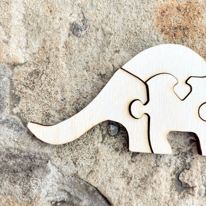 Unfinished Dinosaur Puzzle Blank – 4-Piece Wooden Dino Craft, 4mm Plywood, DIY Painting & Personalization