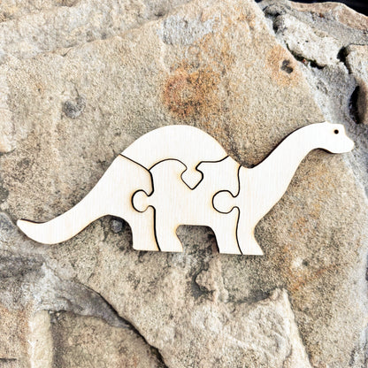 Unfinished Dinosaur Puzzle Blank – 4-Piece Wooden Dino Craft, 4mm Plywood, DIY Painting & Personalization