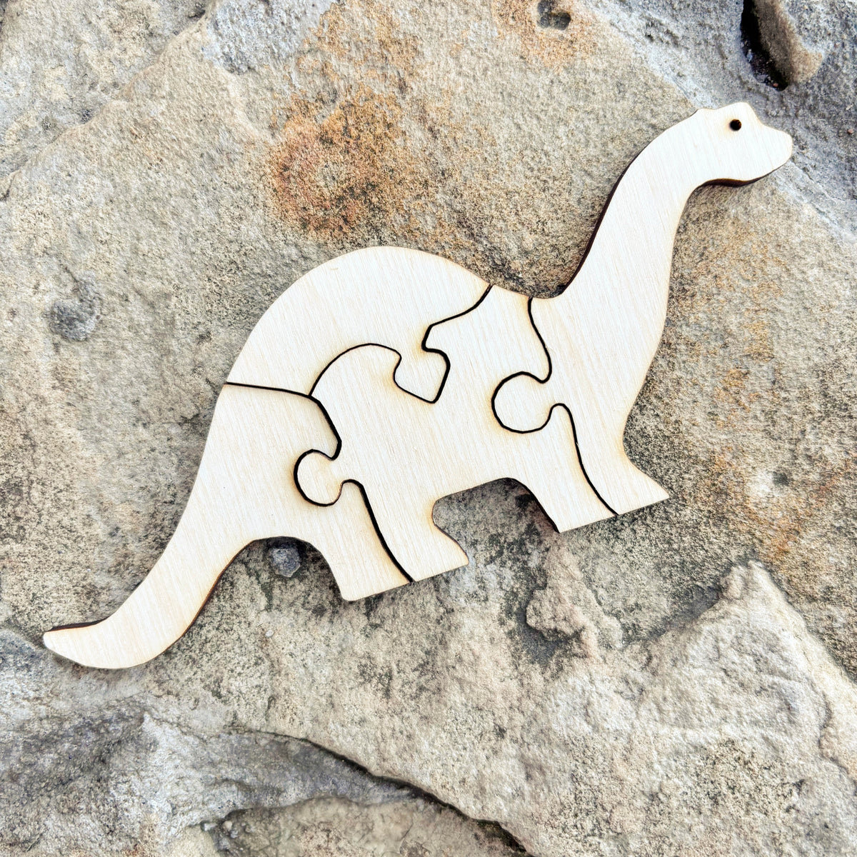 Unfinished Dinosaur Puzzle Blank – 4-Piece Wooden Dino Craft, 4mm Plywood, DIY Painting & Personalization