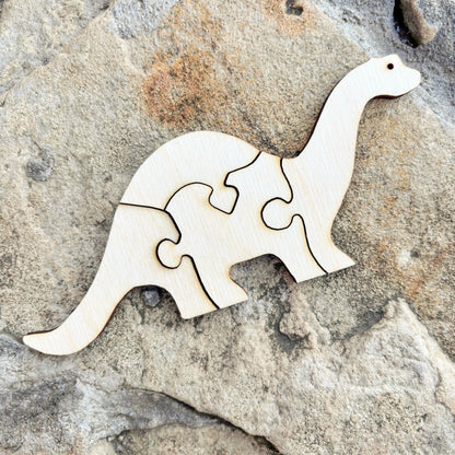 Unfinished Dinosaur Puzzle Blank – 4-Piece Wooden Dino Craft, 4mm Plywood, DIY Painting & Personalization
