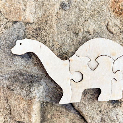 Unfinished Dinosaur Puzzle Blank – 4-Piece Wooden Dino Craft, 4mm Plywood, DIY Painting & Personalization