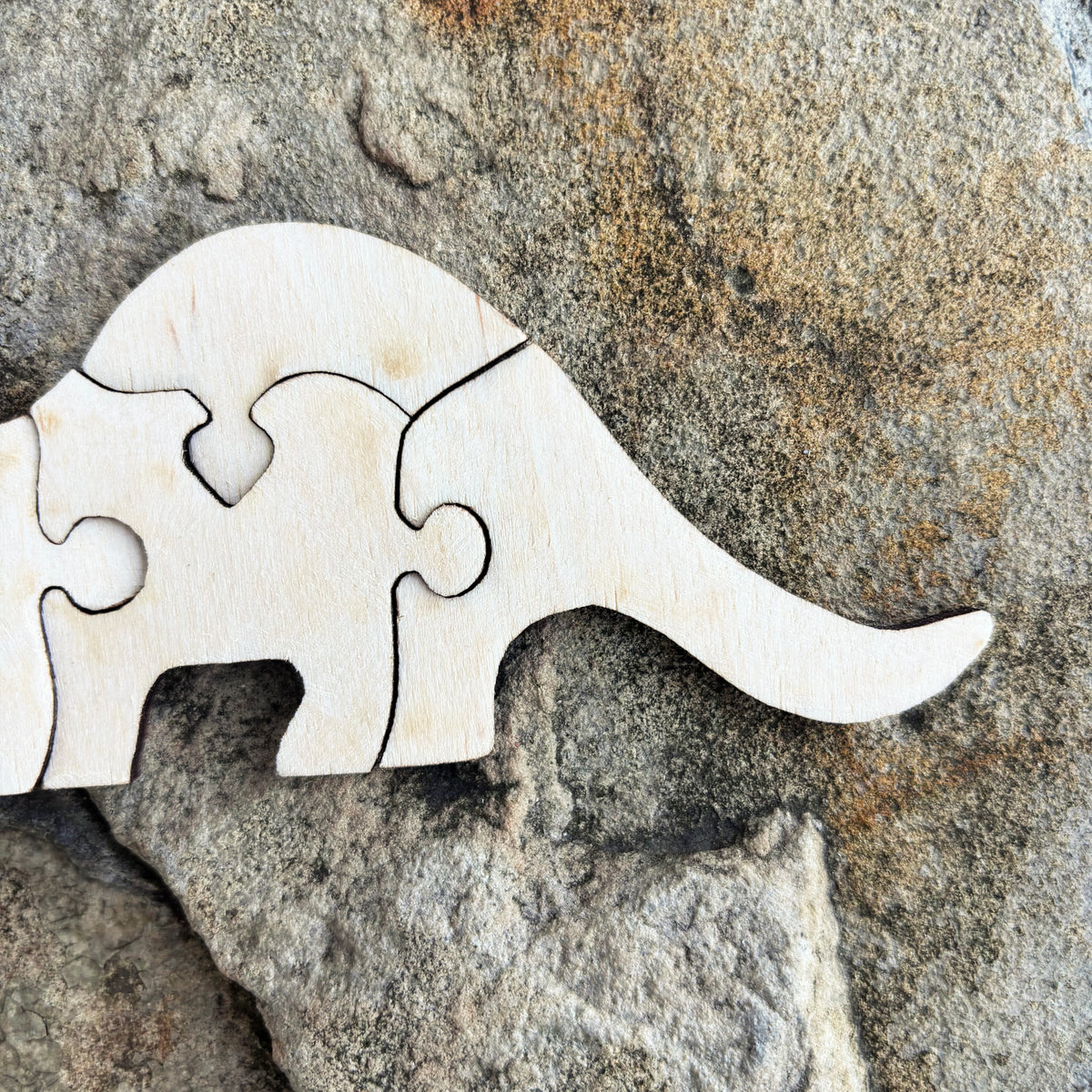 Unfinished Dinosaur Puzzle Blank – 4-Piece Wooden Dino Craft, 4mm Plywood, DIY Painting & Personalization