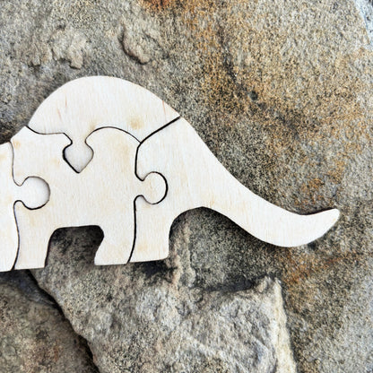Unfinished Dinosaur Puzzle Blank – 4-Piece Wooden Dino Craft, 4mm Plywood, DIY Painting & Personalization