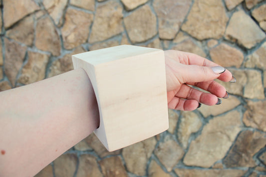 70 mm BIG Wooden square bangle unfinished - natural eco friendly - Linden wood