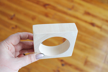 Wooden square bangle/bracelet 25 mm - 1 inches - unfinished bracelet - natural eco friendly - made of linden wood