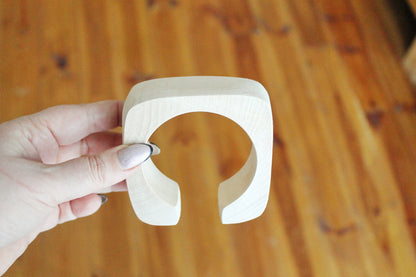 30 mm Wooden cuff unfinished square with break - natural eco friendly
