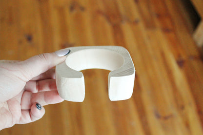 30 mm Wooden cuff unfinished square with break - natural eco friendly