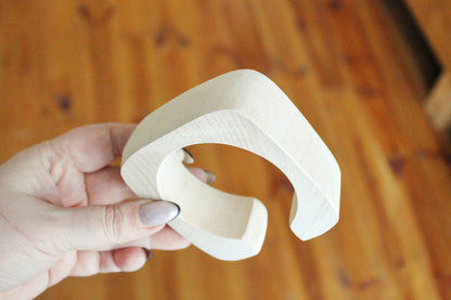 30 mm Wooden cuff unfinished square with break - natural eco friendly