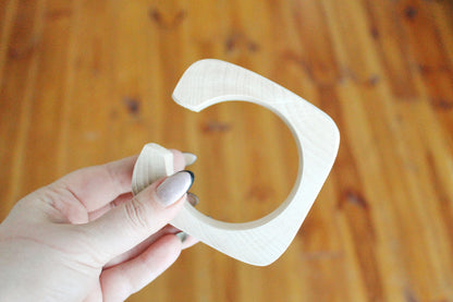 30 mm Wooden cuff unfinished square with break - natural eco friendly
