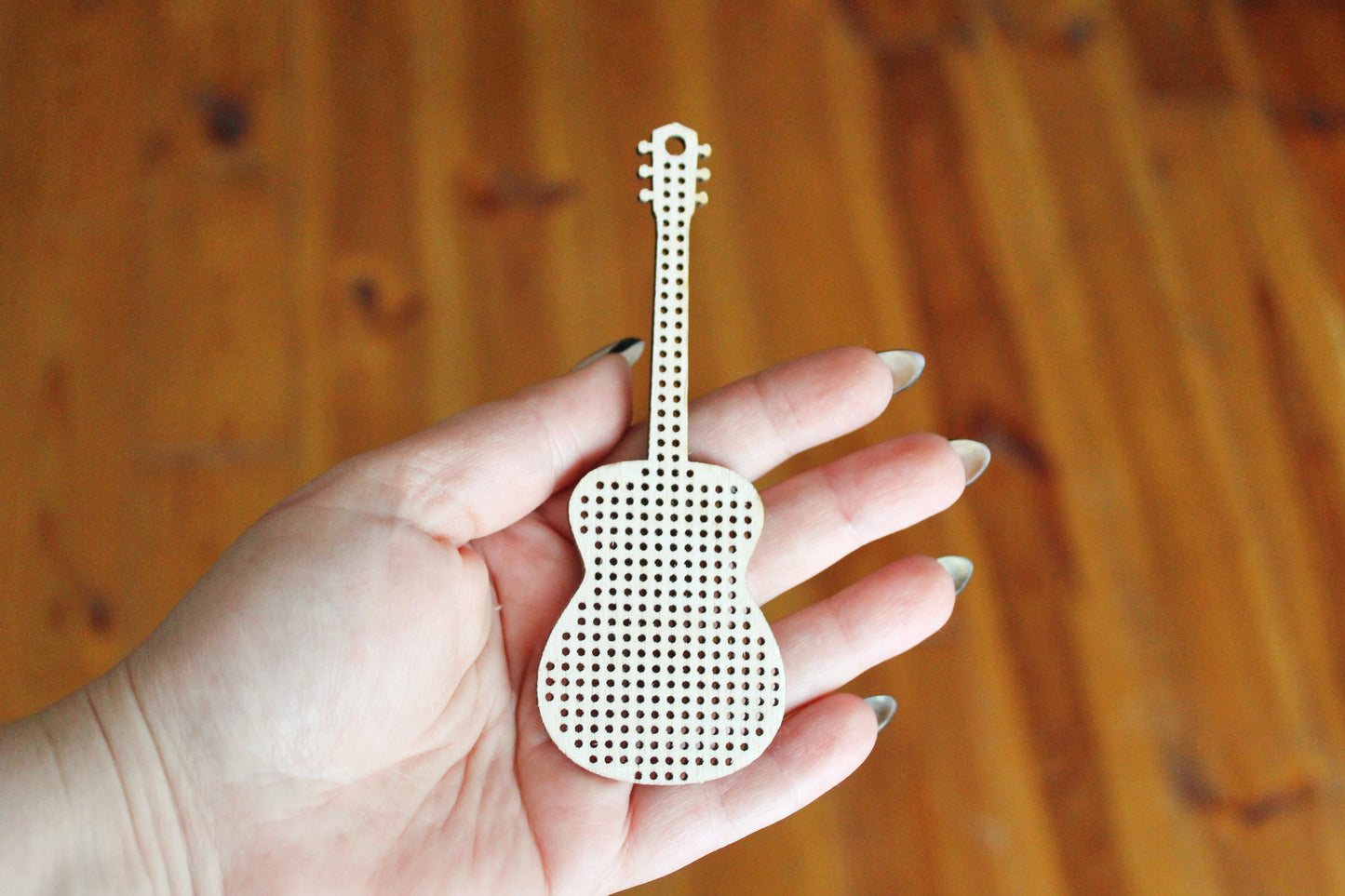 Guitar - Cross stitch pendant blank - blanks Wood Needlecraft Pendant - 120 mm