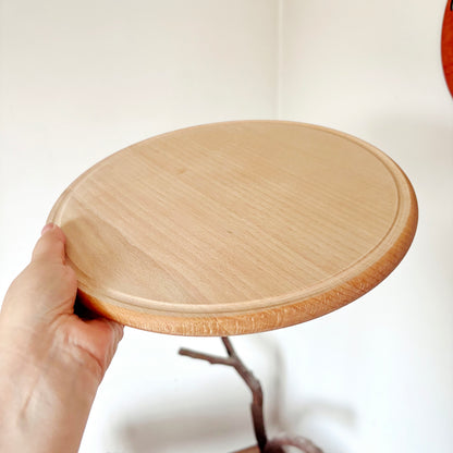 Unfinished Beech Wood Pizza Board 30 cm – Round Serving Platter with Raised Rim, Natural Wooden Kitchen Board