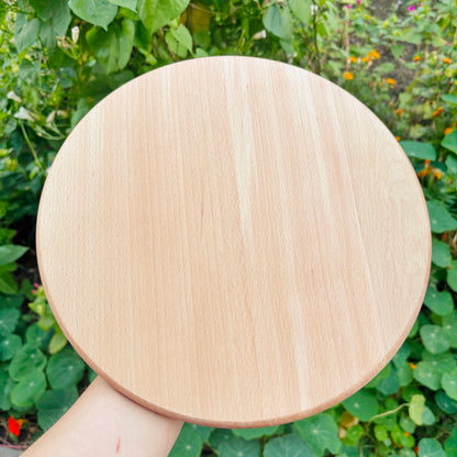 Unfinished Beech Wood Pizza Board 30 cm – Round Serving Platter with Raised Rim, Natural Wooden Kitchen Board
