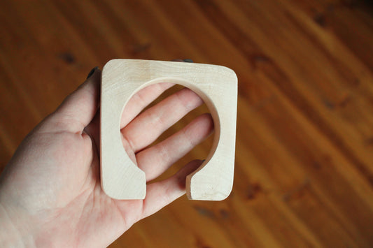 Wooden bracelet unfinished square with a cut - 15 mm high - handmade natural eco friendly fe15