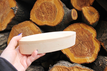 Oblong handmade unfinished wooden box 210x60 mm - 8.3x2.4 inches - with lid - natural, eco friendly - candle mold - alder wood