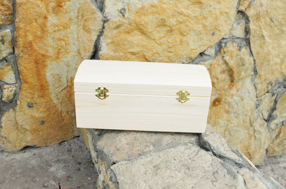 Big wooden rectangular box - unfinished wooden box - 300 mm - 11.6 inch - with lid on hinges - spruce wood
