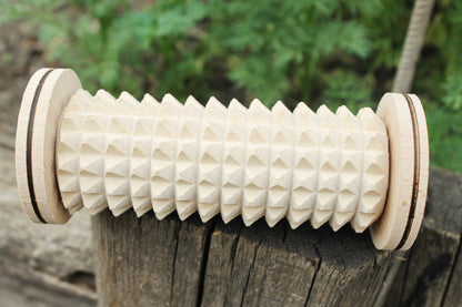 Handmade Beech Wood Massager Roller – Full Body Acupressure Tool – Natural Wellness Gift or DIY Supply
