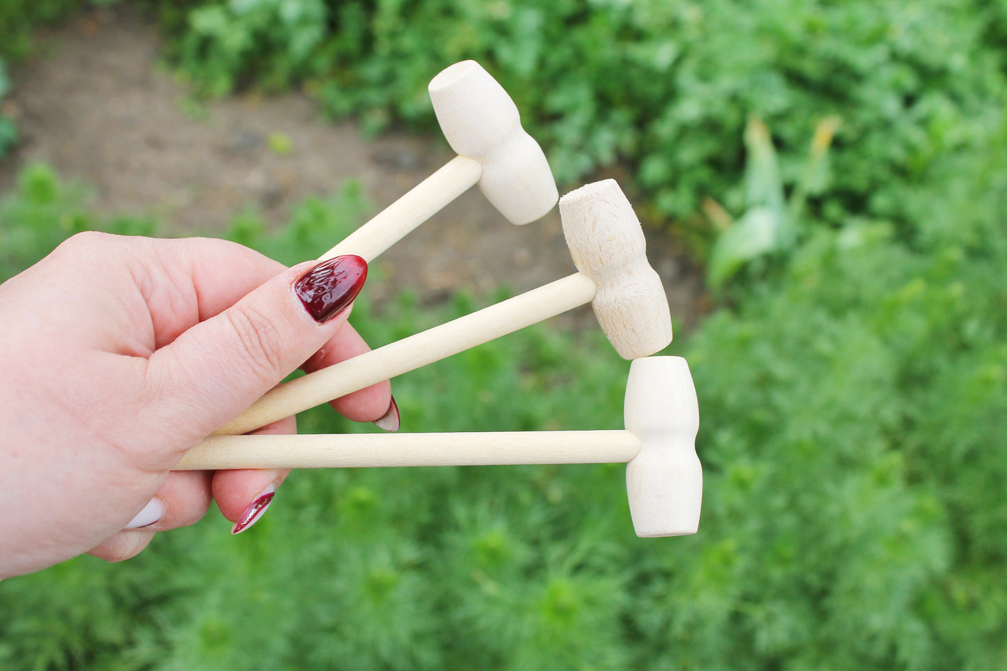 Mini Wooden Toy Hammer – Handmade Birch & Beech – Montessori Tool for Kids – Pretend Play Mallet – 140x45mm - handmade natural wood supply