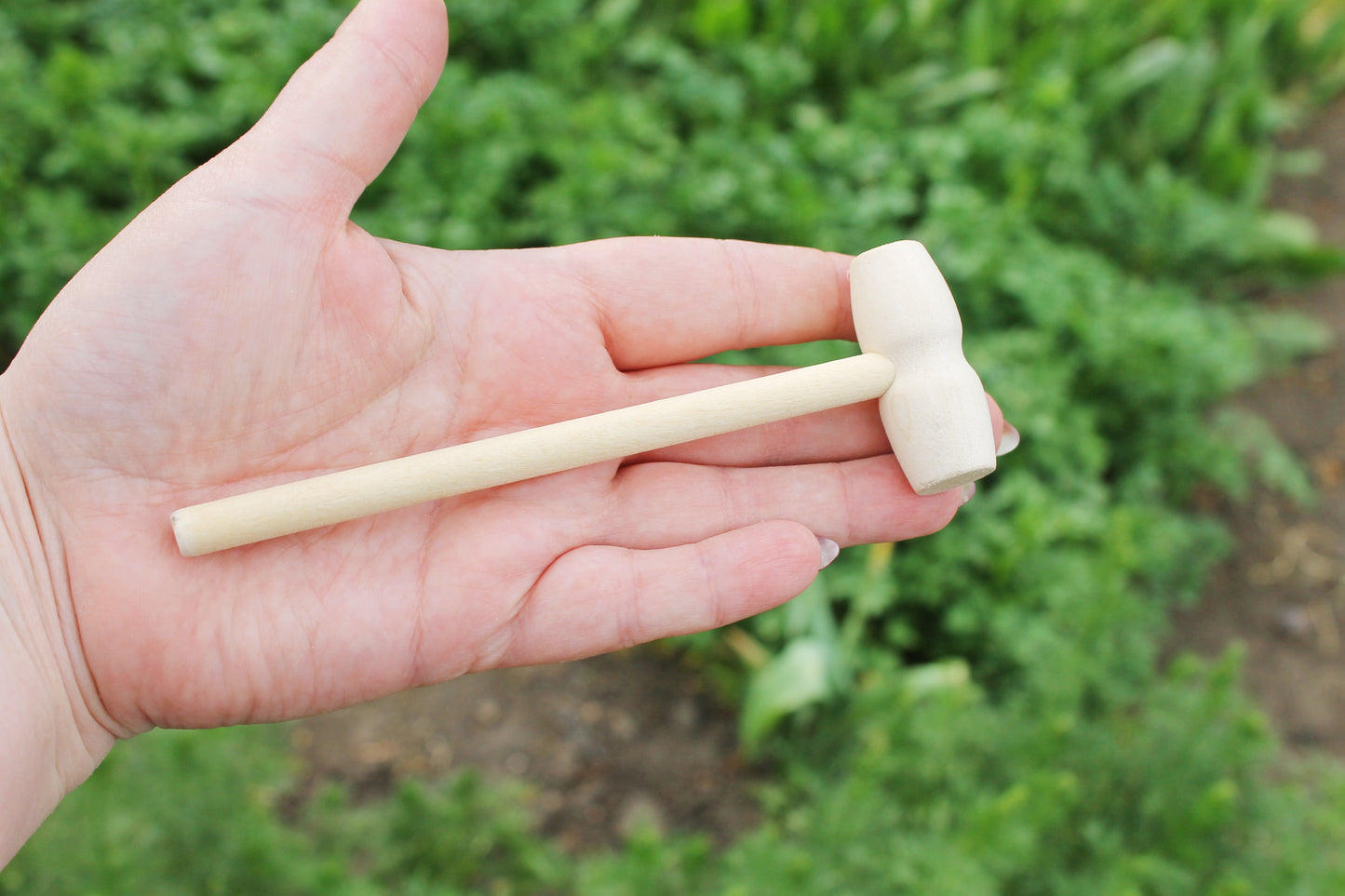 Mini Wooden Toy Hammer – Handmade Birch & Beech – Montessori Tool for Kids – Pretend Play Mallet – 140x45mm - handmade natural wood supply