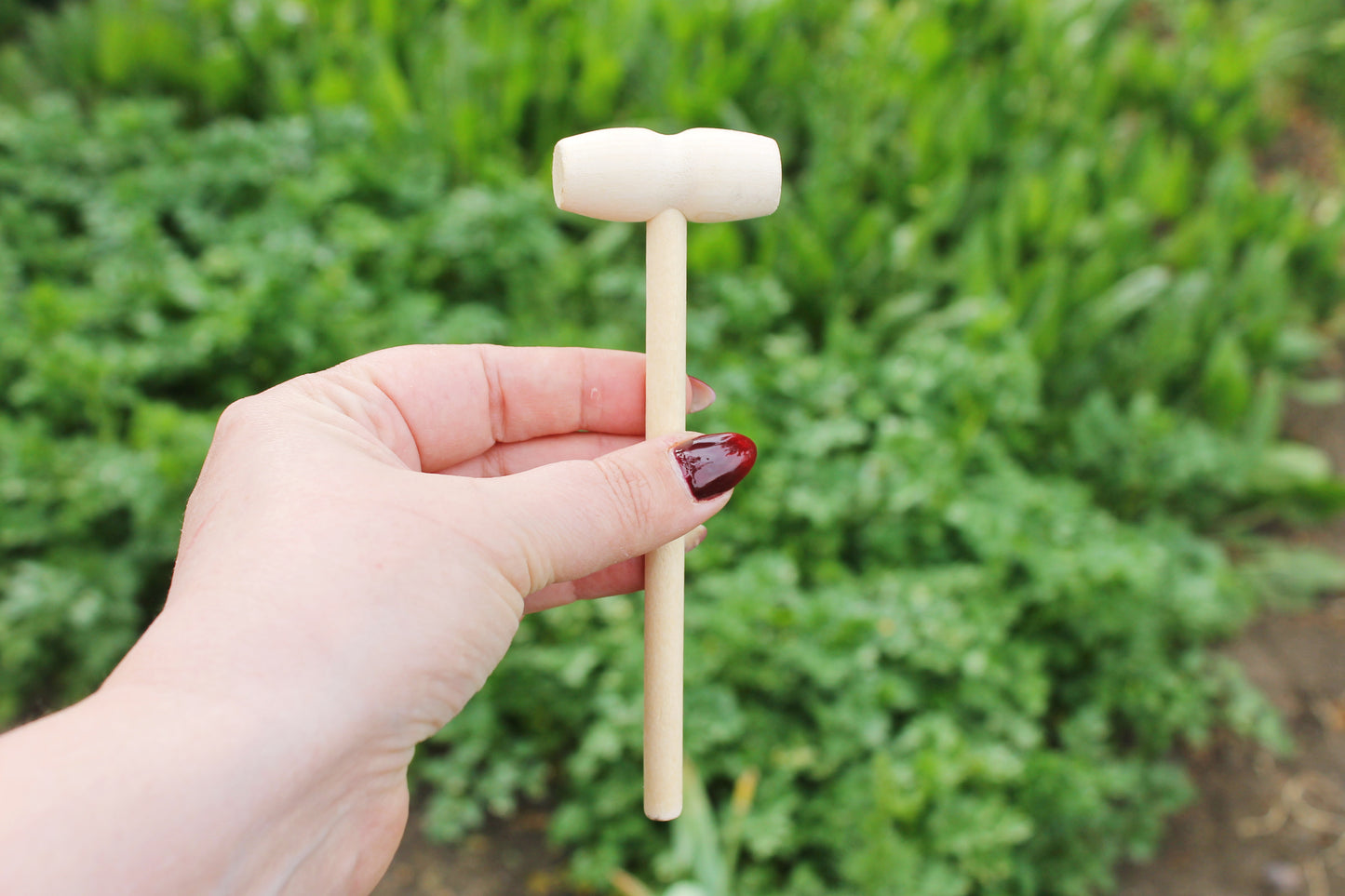 Mini Wooden Toy Hammer – Handmade Birch & Beech – Montessori Tool for Kids – Pretend Play Mallet – 140x45mm - handmade natural wood supply