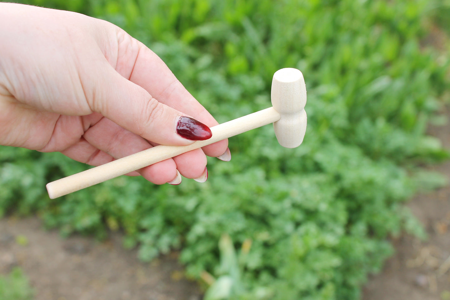 Mini Wooden Toy Hammer – Handmade Birch & Beech – Montessori Tool for Kids – Pretend Play Mallet – 140x45mm - handmade natural wood supply