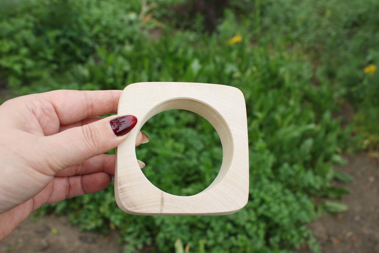 Handmade Wooden Bangle – Square Unfinished Wood Bracelet - 30 mm Wooden bangle unfinished square - natural eco friendly