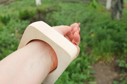 Handmade Wooden Bangle – Square Unfinished Wood Bracelet - 30 mm Wooden bangle unfinished square - natural eco friendly
