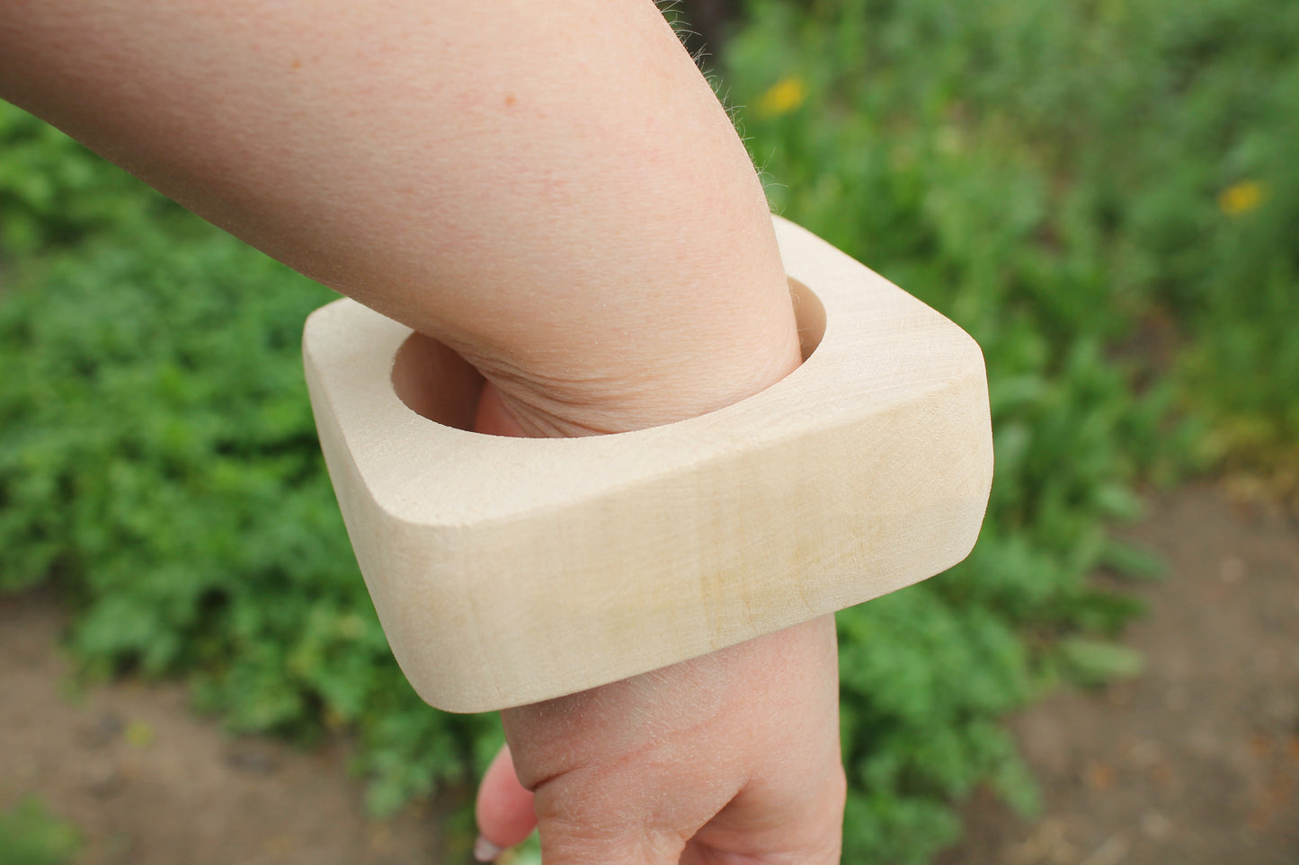Handmade Wooden Bangle – Square Unfinished Wood Bracelet - 30 mm Wooden bangle unfinished square - natural eco friendly