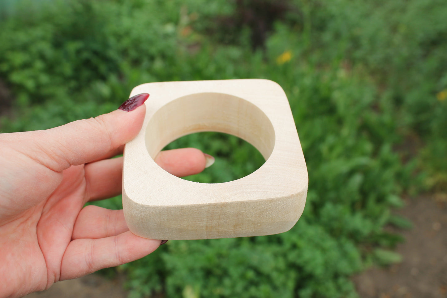 Handmade Wooden Bangle – Square Unfinished Wood Bracelet - 30 mm Wooden bangle unfinished square - natural eco friendly