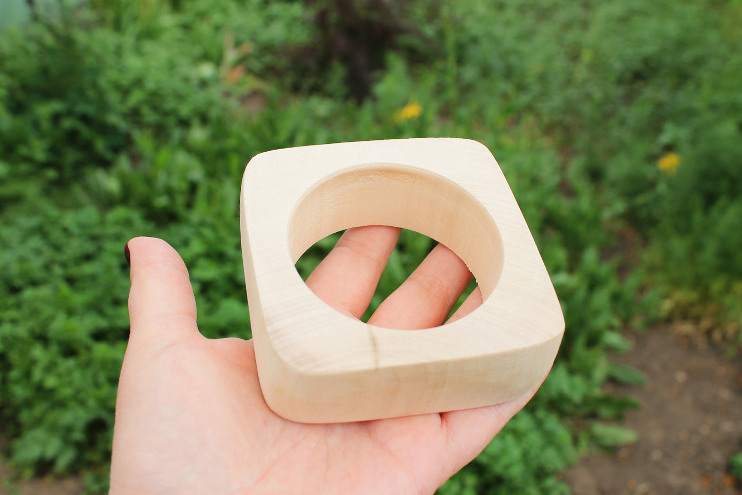Handmade Wooden Bangle – Square Unfinished Wood Bracelet - 30 mm Wooden bangle unfinished square - natural eco friendly