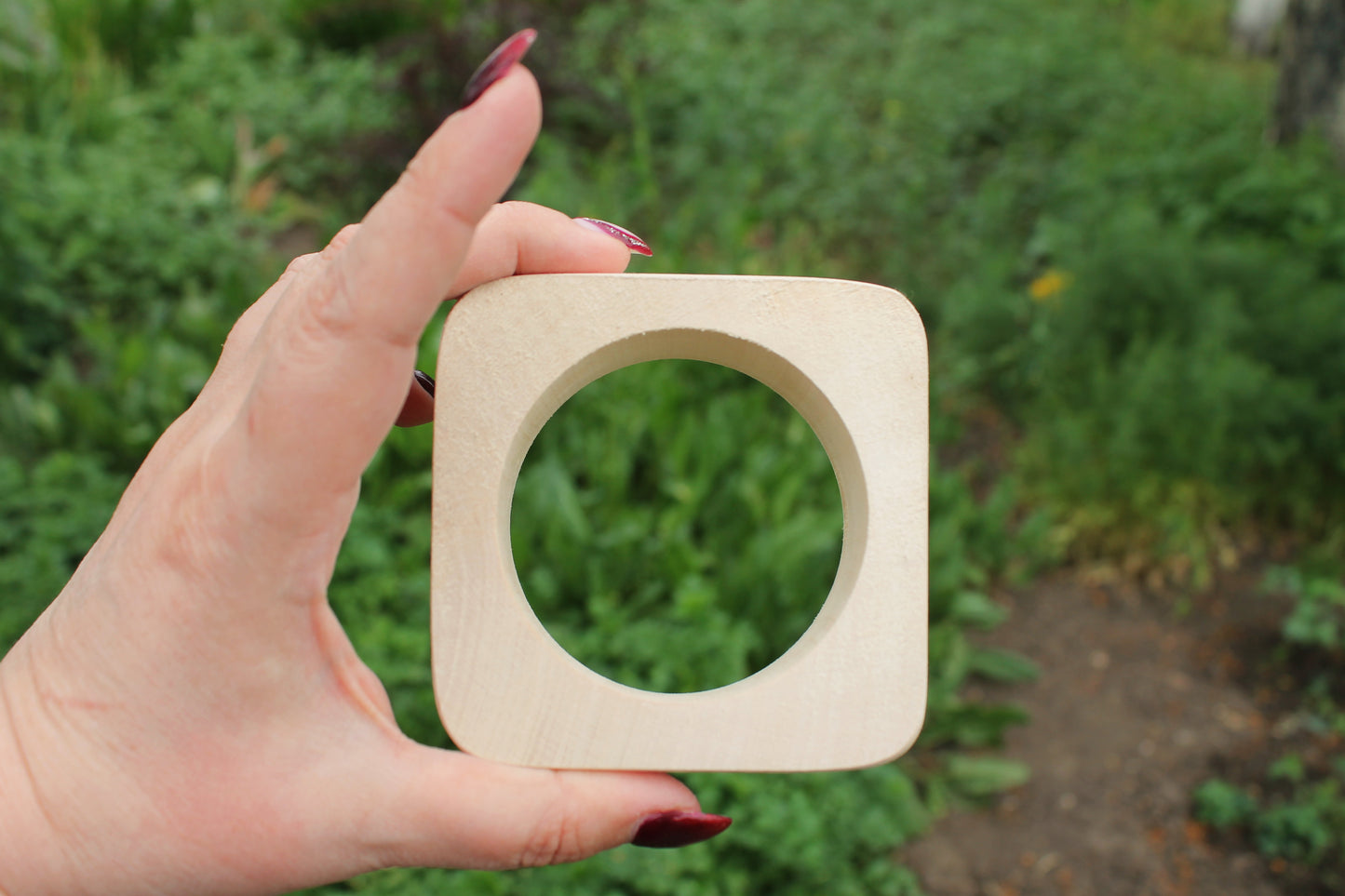 Handmade Wooden Bangle – Square Unfinished Wood Bracelet - 30 mm Wooden bangle unfinished square - natural eco friendly