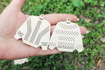 SET OF 6 - Set of Wooden Ugly Sweater Blanks for Embroidery 2.4 inches – Choose 1 to 6 Designs – DIY Cross Stitch Christmas Ornaments