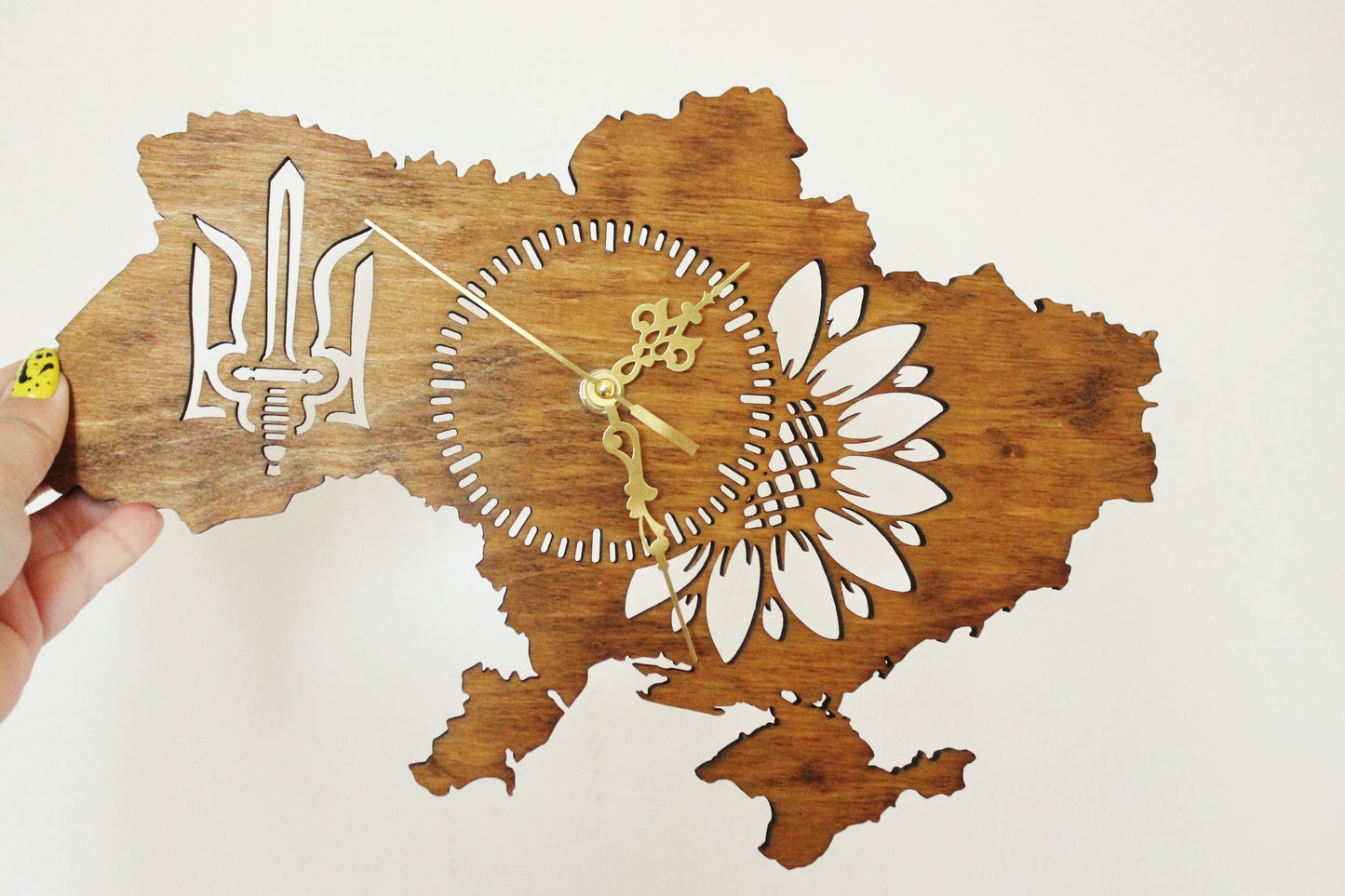 Wooden clock - UKRAINE - walnut color - 350 mm - 14 inches - light and ready to ship - handmade clock - Silent clock mechanism