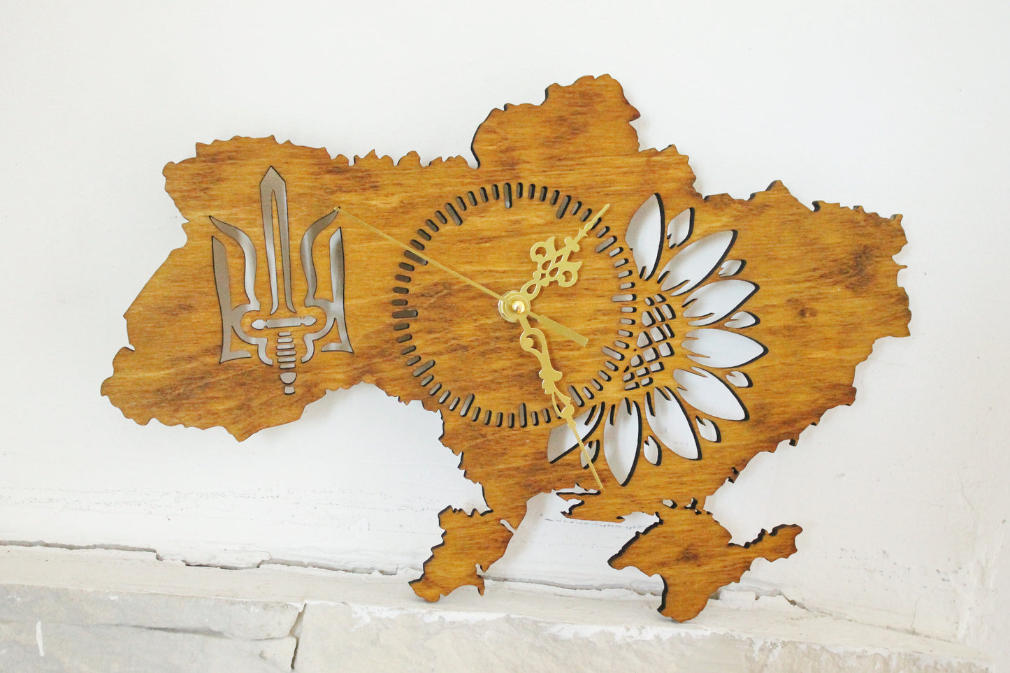 Wooden clock - UKRAINE - walnut color - 350 mm - 14 inches - light and ready to ship - handmade clock - Silent clock mechanism