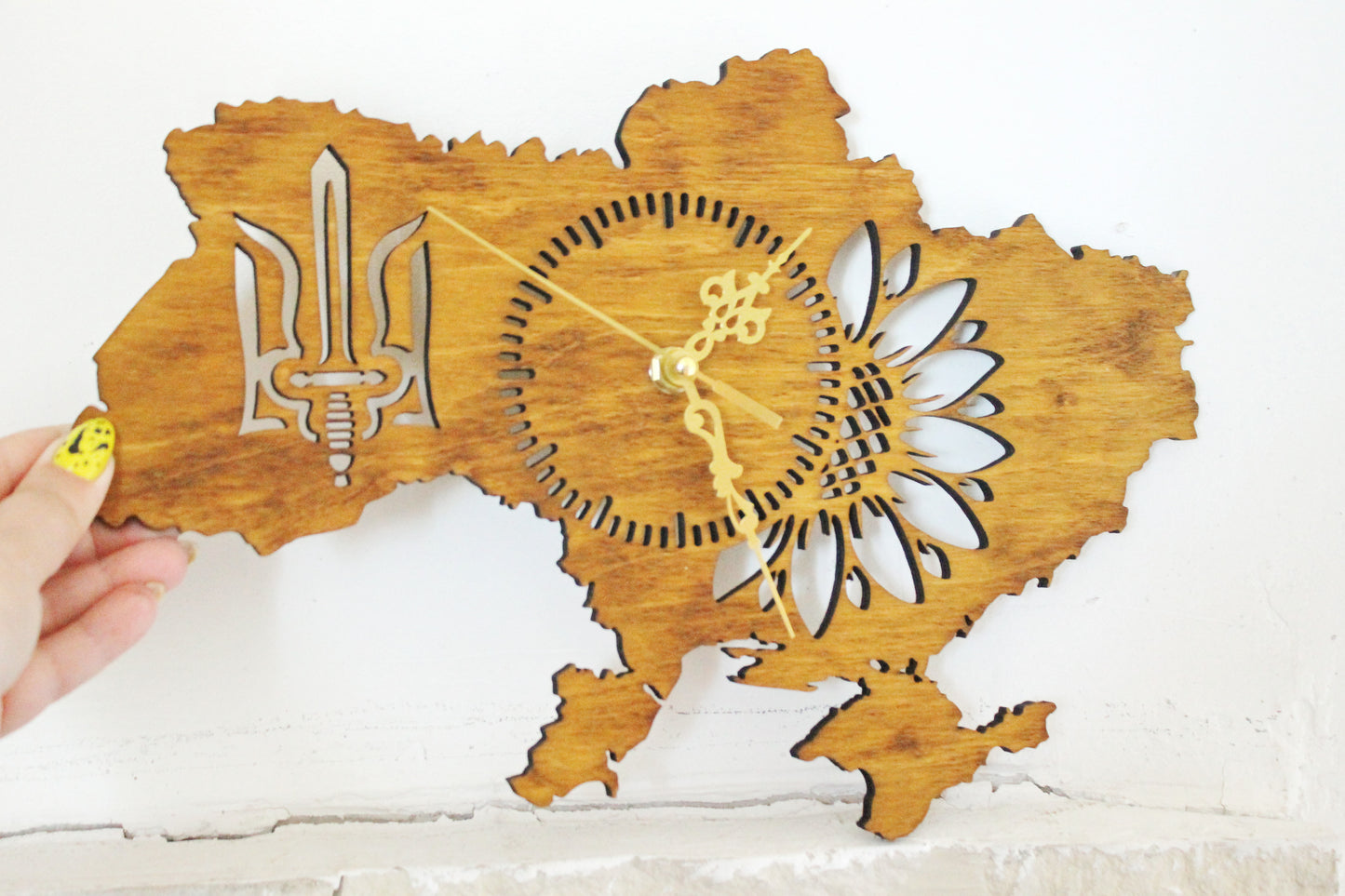 Wooden clock - UKRAINE - walnut color - 350 mm - 14 inches - light and ready to ship - handmade clock - Silent clock mechanism