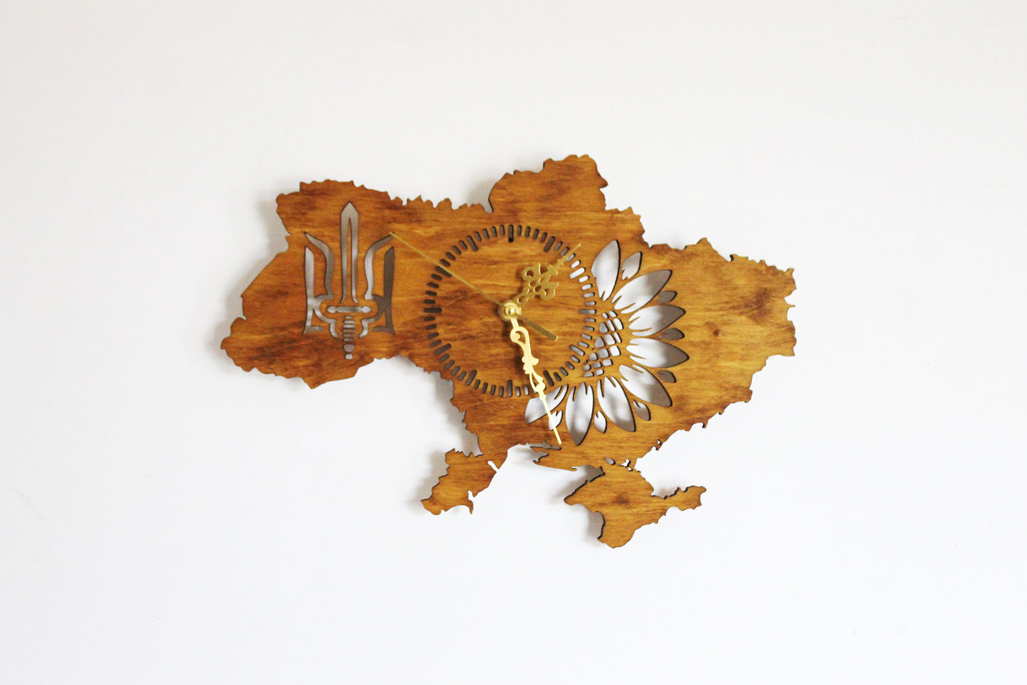 Wooden clock - UKRAINE - walnut color - 350 mm - 14 inches - light and ready to ship - handmade clock - Silent clock mechanism
