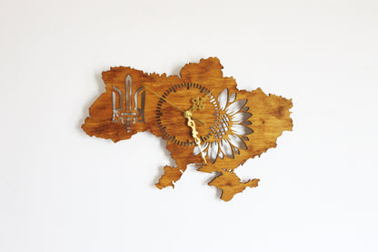 Wooden clock - UKRAINE - walnut color - 350 mm - 14 inches - light and ready to ship - handmade clock - Silent clock mechanism