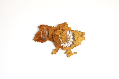 Wooden clock - UKRAINE - walnut color - 350 mm - 14 inches - light and ready to ship - handmade clock - Silent clock mechanism