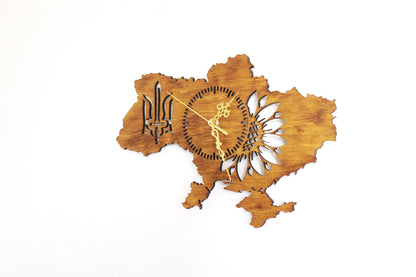 Wooden clock - UKRAINE - walnut color - 350 mm - 14 inches - light and ready to ship - handmade clock - Silent clock mechanism