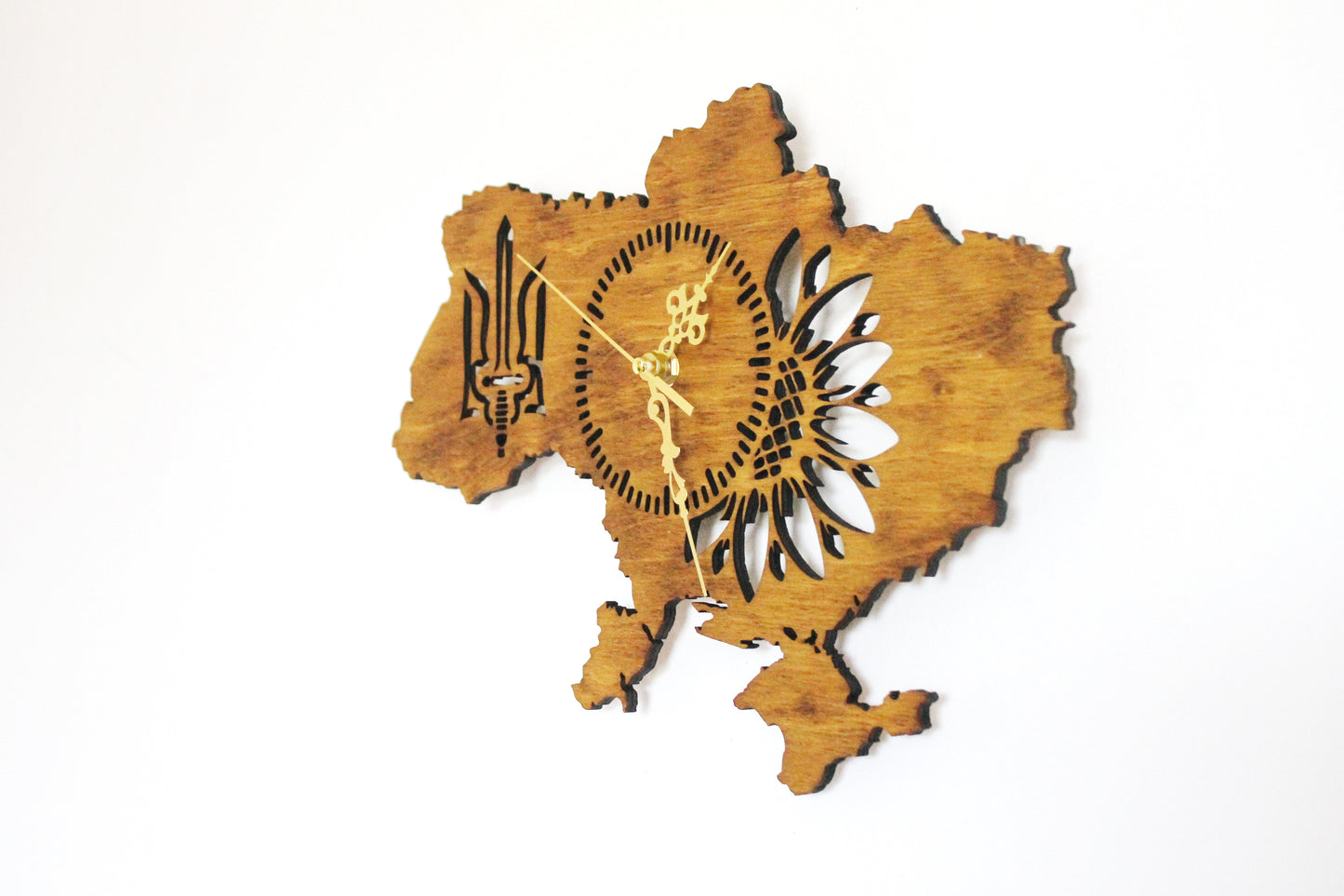 Wooden clock - UKRAINE - walnut color - 350 mm - 14 inches - light and ready to ship - handmade clock - Silent clock mechanism
